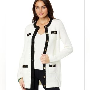 Lilly Pulitzer White and Black Cardigan Sweater